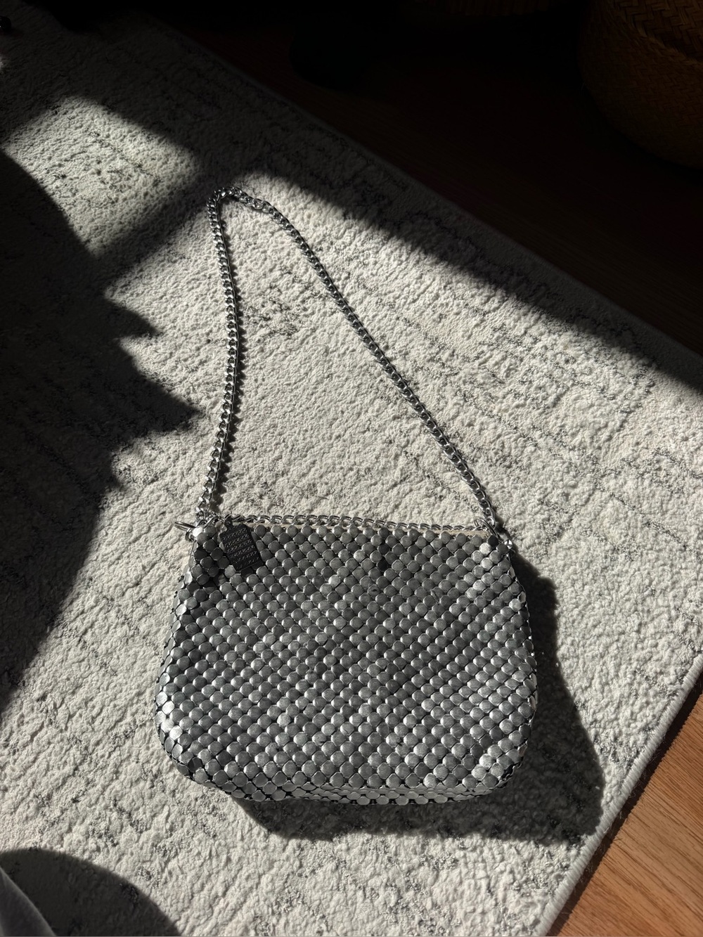 Vintage Silver Woven Chain Shoulder Bag - Unbranded